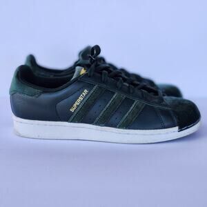 Adidas Superstar Women's Green Shelltoe Velvet Leather Sneakers Size 7.5 S0051